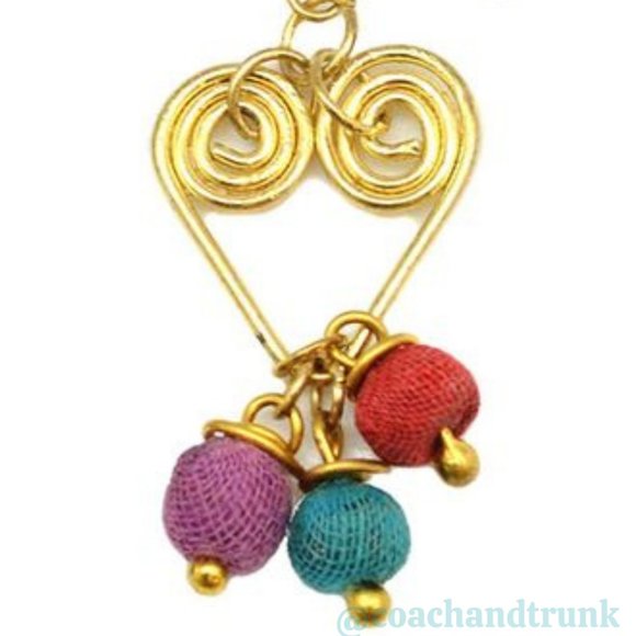 Artisan Crafted Heart and Cloth Bead Earrings - Picture 2 of 7